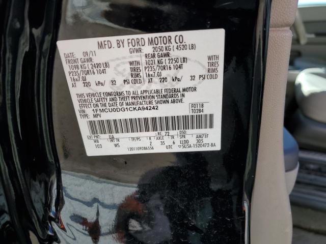 1FMCU0DG1CKA94242 - 2012 FORD ESCAPE XLT BLACK photo 13