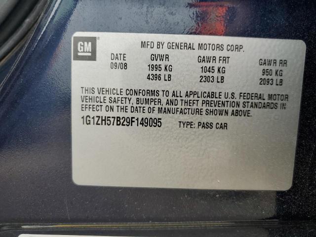 1G1ZH57B29F149095 - 2009 CHEVROLET MALIBU 1LT BLUE photo 12