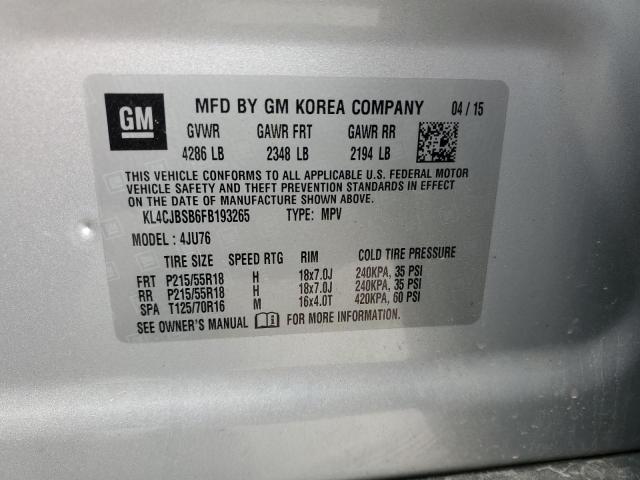 KL4CJBSB6FB193265 - 2015 BUICK ENCORE CONVENIENCE 银色 照片 13