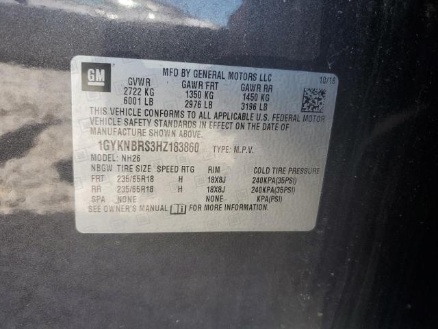 1GYKNBRS3HZ183860 - 2017 CADILLAC XT5 LUXURY 石墨色 照片 14