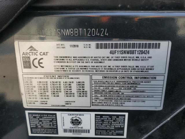 4VF11SNW8BT120424 - 2011 ARCTIC CAT SNOWMOBILE TWO TONE photo 10