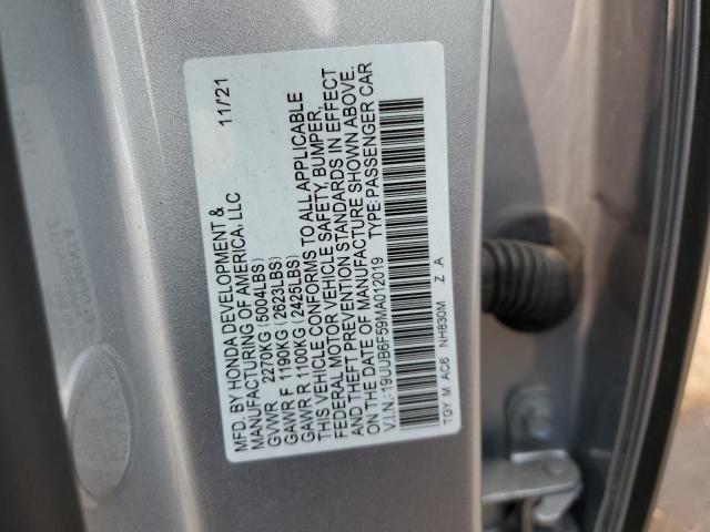 19UUB6F59MA012019 - 2021 ACURA TLX TECH A SILVER photo 12