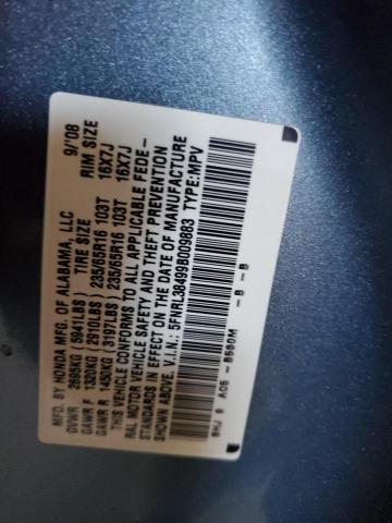 5FNRL38499B009883 - 2009 HONDA ODYSSEY EX BLUE photo 13