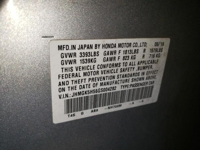 JHMGK5H56GS004282 - 2016 HONDA FIT LX SILVER photo 12