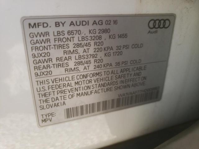 WA1VAAF77HD009953 - 2017 AUDI Q7 PRESTIGE 白色 照片 12