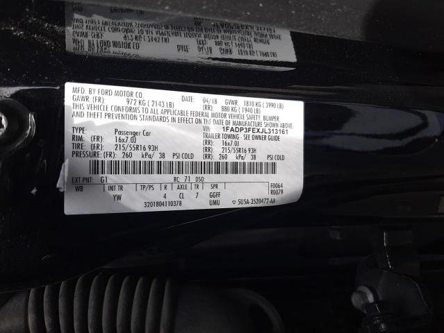 1FADP3FEXJL313161 - 2018 FORD FOCUS SE შავი ფოტო 13