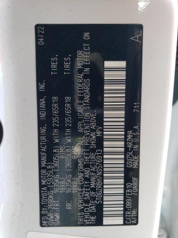 5TDGZRBH7NS576913 - 2022 TOYOTA HIGHLANDER XLE WHITE photo 13