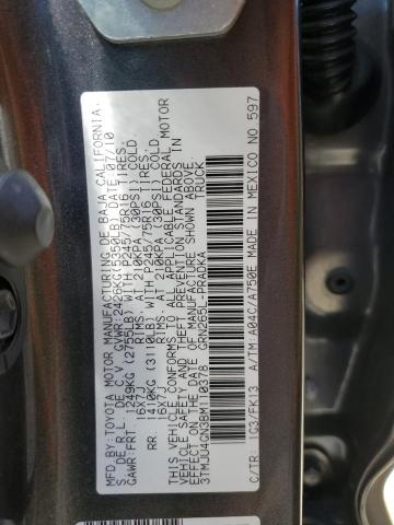 3TMJU4GN3BM110378 - 2011 TOYOTA TACOMA DOUBLE CAB PRERUNNER GRAY photo 12