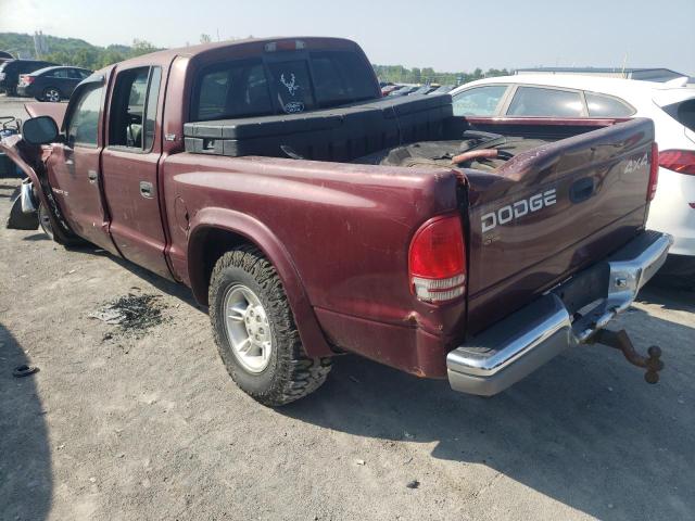 1B7HG2AZ1YS777357 - 2000 DODGE DAKOTA QUAD MAROON photo 2