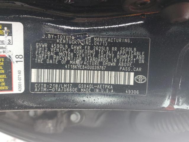 4T1BK1EB4DU039767 - 2013 TOYOTA AVALON BASE BLACK photo 13