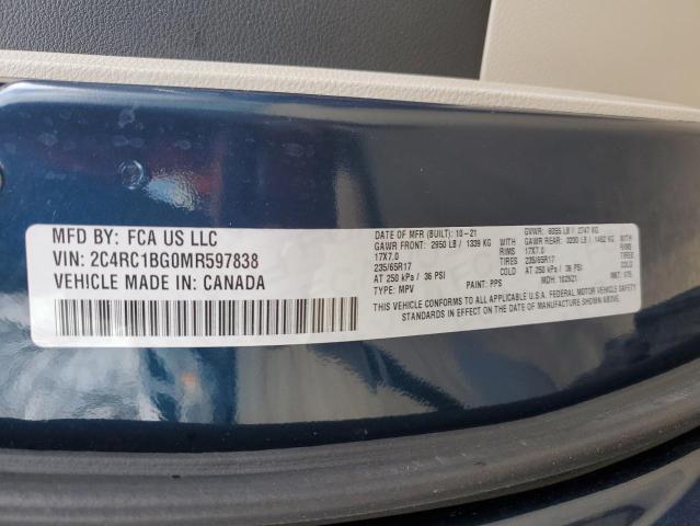 2C4RC1BG0MR597838 - 2021 CHRYSLER PACIFICA TOURING L BLUE photo 13