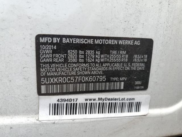 5UXKR0C57F0K60795 - 2015 BMW X5 XDRIVE35I WHITE photo 13