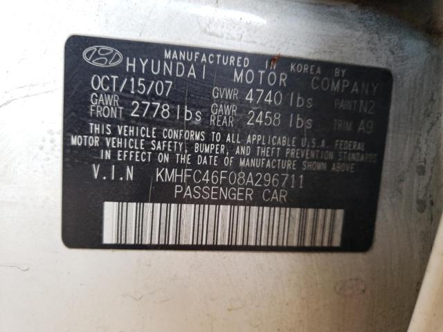 KMHFC46F08A296711 - 2008 HYUNDAI AZERA SE WHITE photo 13