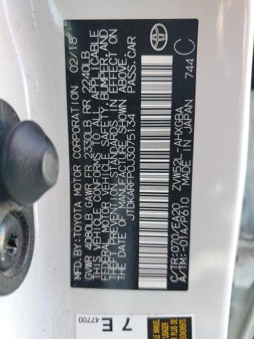 JTDKARFP0J3075134 - 2018 TOYOTA PRIUS PRIM 白色 照片 13