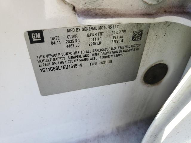 1G11C5SL1EU161594 - 2014 CHEVROLET MALIBU 1LT WHITE photo 12