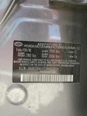 5NPD84LF2JH322919 - 2018 HYUNDAI ELANTRA SEL GRAY photo 12