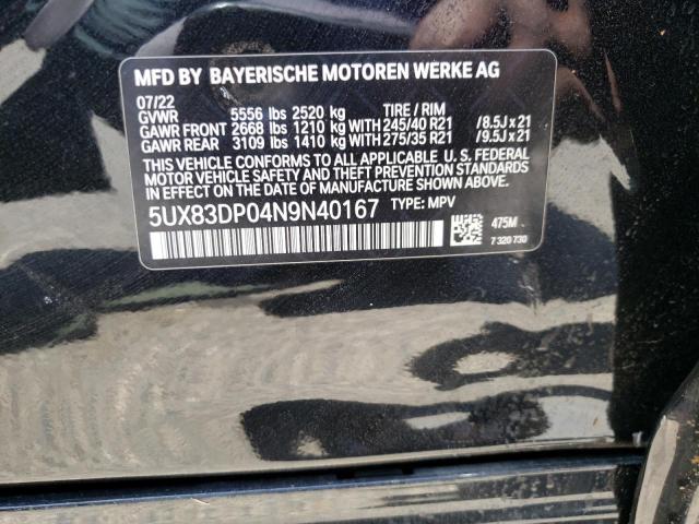 5UX83DP04N9N40167 - 2022 BMW X3 XDRIVEM40I BLACK photo 14