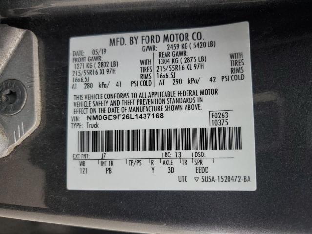 NM0GE9F26L1437168 - 2020 FORD TRANSIT CO XLT GRAY photo 13