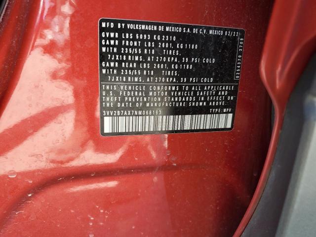 3VV2B7AX7NM068163 - 2022 VOLKSWAGEN TIGUAN SE Rot Foto 12