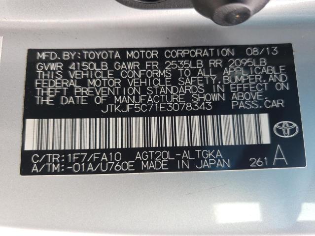 JTKJF5C71E3078343 - 2014 TOYOTA SCION TC 银色 照片 13