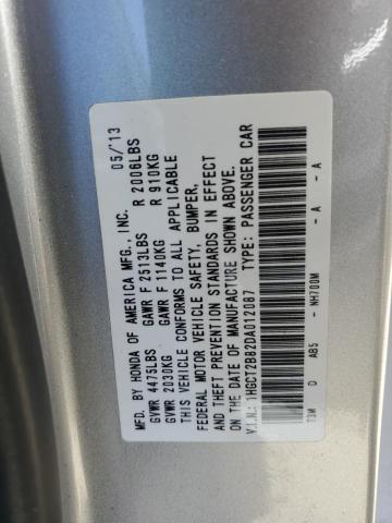 1HGCT2B82DA012087 - 2013 HONDA ACCORD EXL GRAY photo 12