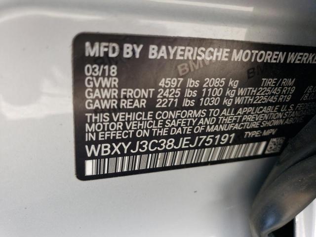 WBXYJ3C38JEJ75191 - 2018 BMW X2 SDRIVE28I SILVER photo 13