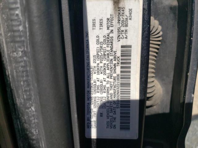 5TEGN92NX3Z211806 - 2003 TOYOTA TACOMA DOUBLE CAB PRERUNNER BLACK photo 12