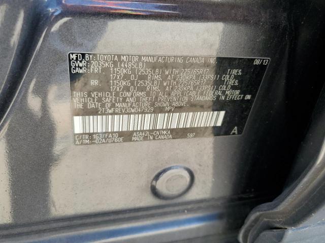 2T3WFREV3DW047929 - 2013 TOYOTA RAV4 XLE CHARCOAL photo 14