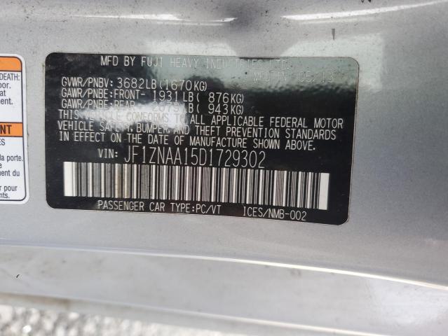 JF1ZNAA15D1729302 - 2013 TOYOTA SCION FR-S SILVER photo 12