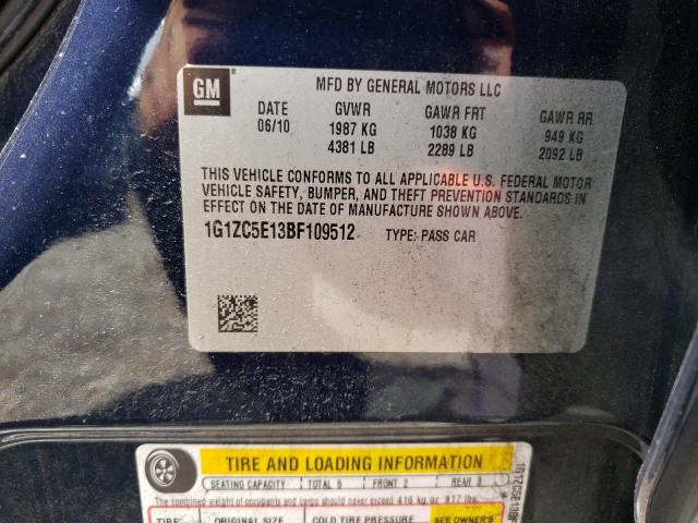 1G1ZC5E13BF109512 - 2011 CHEVROLET MALIBU 1LT 蓝色 照片 10