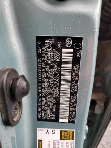 JTDKBRFU4G3009438 - 2016 TOYOTA PRIUS BLUE photo 12