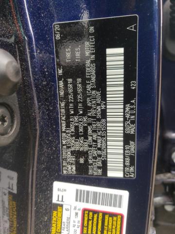 5TDGZRBH5LS515508 - 2020 TOYOTA HIGHLANDER XLE BLUE photo 12