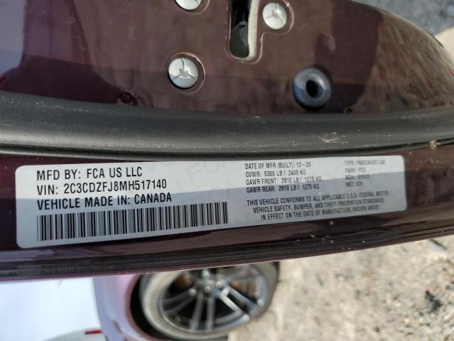 2C3CDZFJ8MH517140 - 2021 DODGE CHALLENGER R/T SCAT PACK PURPLE photo 13