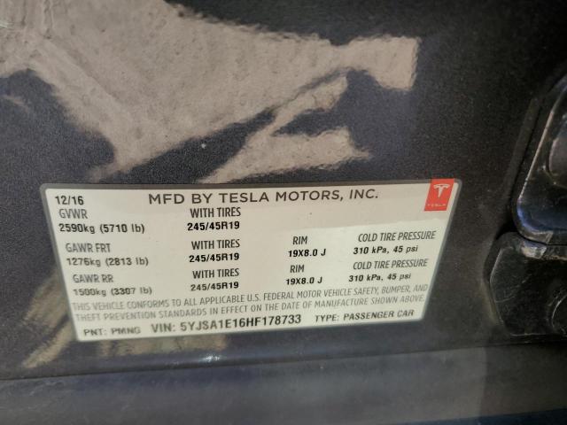 5YJSA1E16HF178733 - 2017 TESLA MODEL S Grafit foto 12