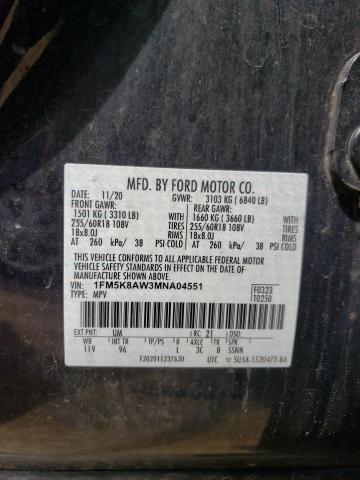 1FM5K8AW3MNA04551 - 2021 FORD EXPLORER POLICE INTERCEPTOR BLACK photo 14