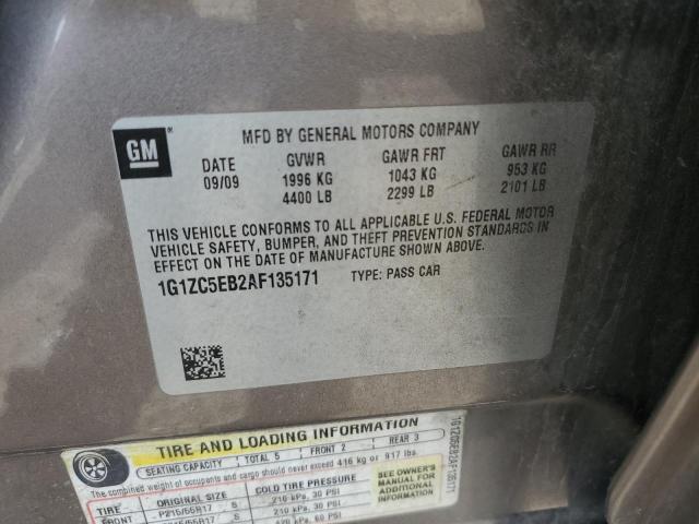 1G1ZC5EB2AF135171 - 2010 CHEVROLET MALIBU 1LT 棕色 照片 12