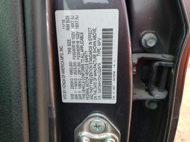 5J8TB4H72HL022979 - 2017 ACURA RDX ADVANCE GRAY photo 12