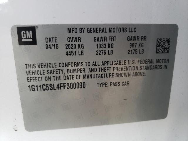 1G11C5SL4FF300090 - 2015 CHEVROLET MALIBU 1LT WHITE photo 10