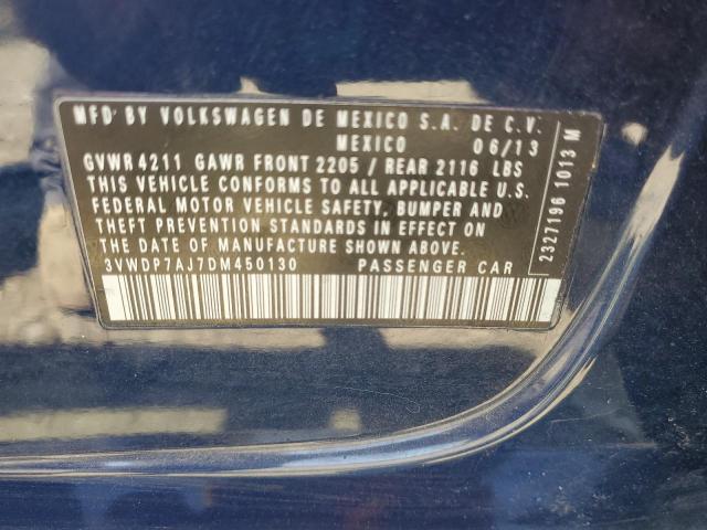 3VWDP7AJ7DM450130 - 2013 VOLKSWAGEN JETTA SE BLUE photo 12