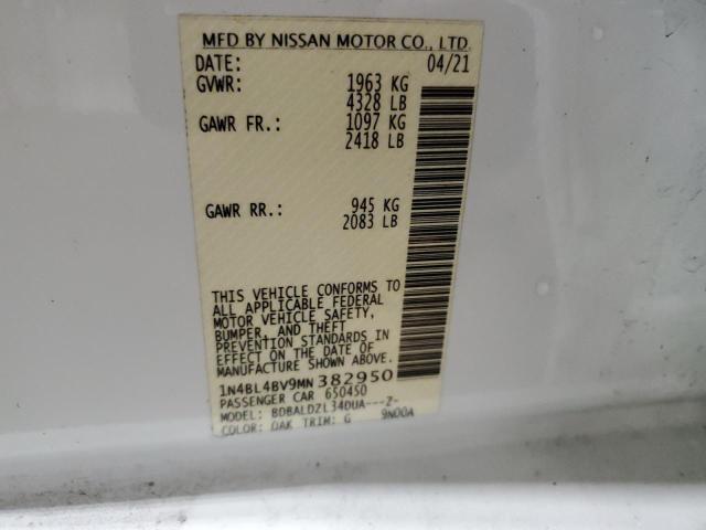 1N4BL4BV9MN382950 - 2021 NISSAN ALTIMA S WHITE photo 12