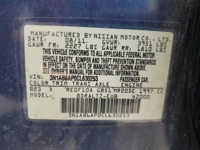 3N1AB6AP0CL630253 - 2012 NISSAN SENTRA 2.0 BLUE photo 13