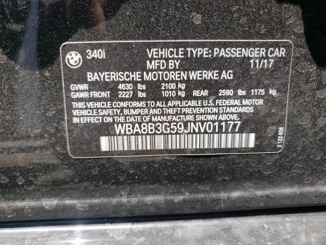 WBA8B3G59JNV01177 - 2018 BMW 340 I BLACK photo 12