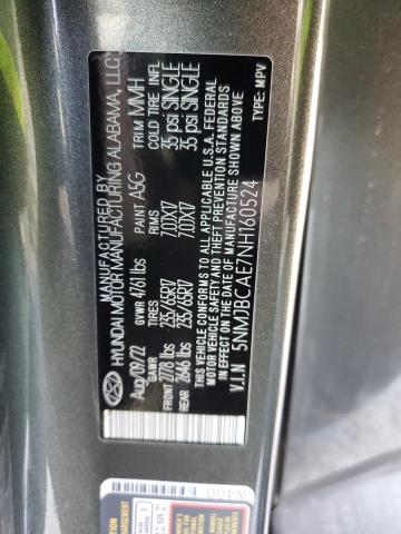 5NMJBCAE7NH160524 - 2022 HYUNDAI TUCSON SEL GRAY photo 14