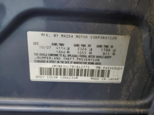 JM1BK34L781843773 - 2008 MAZDA SPEED 3 蓝色 照片 13