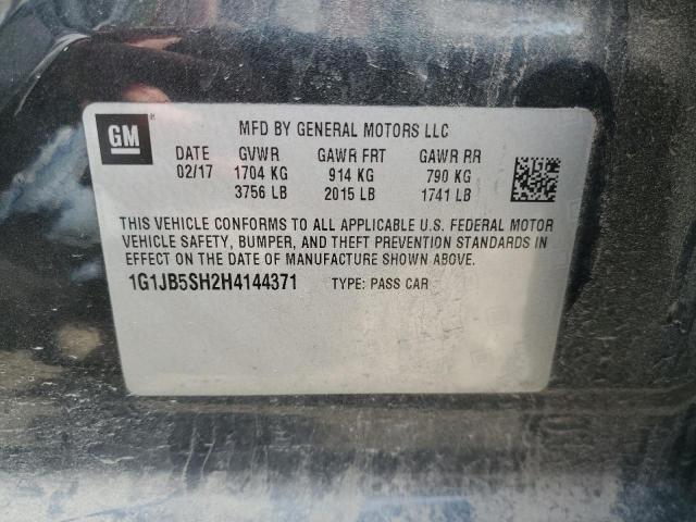 1G1JB5SH2H4144371 - 2017 CHEVROLET SONIC LS BLACK photo 12