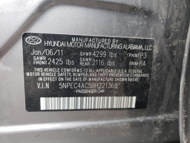 5NPEC4AC5BH221368 - 2011 HYUNDAI SONATA SE GRAY photo 10