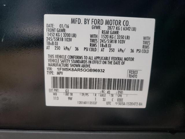 1FM5K8AR5GGB96932 - 2016 FORD EXPLORER POLICE INTERCEPTOR 黑色 照片 12