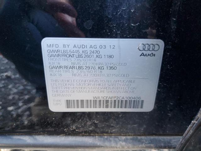 WA1CFAFP2CA100406 - 2012 AUDI Q5 PREMIUM BLACK photo 12