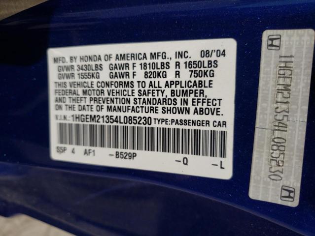 1HGEM21354L085230 - 2004 HONDA CIVIC DX VP Mavi foto 12