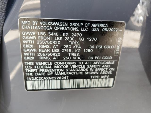 1V2JC2CAXNC228247 - 2022 VOLKSWAGEN ATLAS CROS SE Gris photo 14